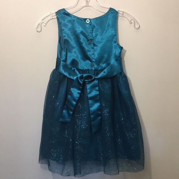 Holiday Editions Dark Teal Sparkles and Bow Dress: Size 6/6X - Picture 5 of 9